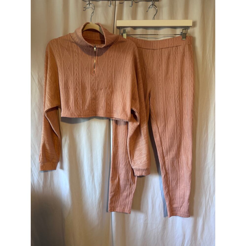 Shein Beige Pink Lounge Set XL (Fits Medium)